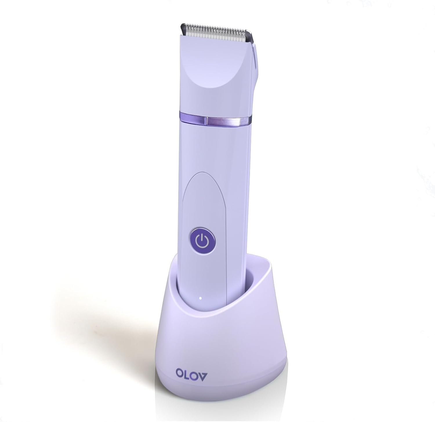 OLOV Electric Body Hair Trimmer – Groin Trimmer for Men – Bikini Trimmer Women – Wet/Dry Shaver Groomer, Replaceable Ceramic Blade Heads, USB Recharge Dock, Waterproof Hygiene Razor,Purple