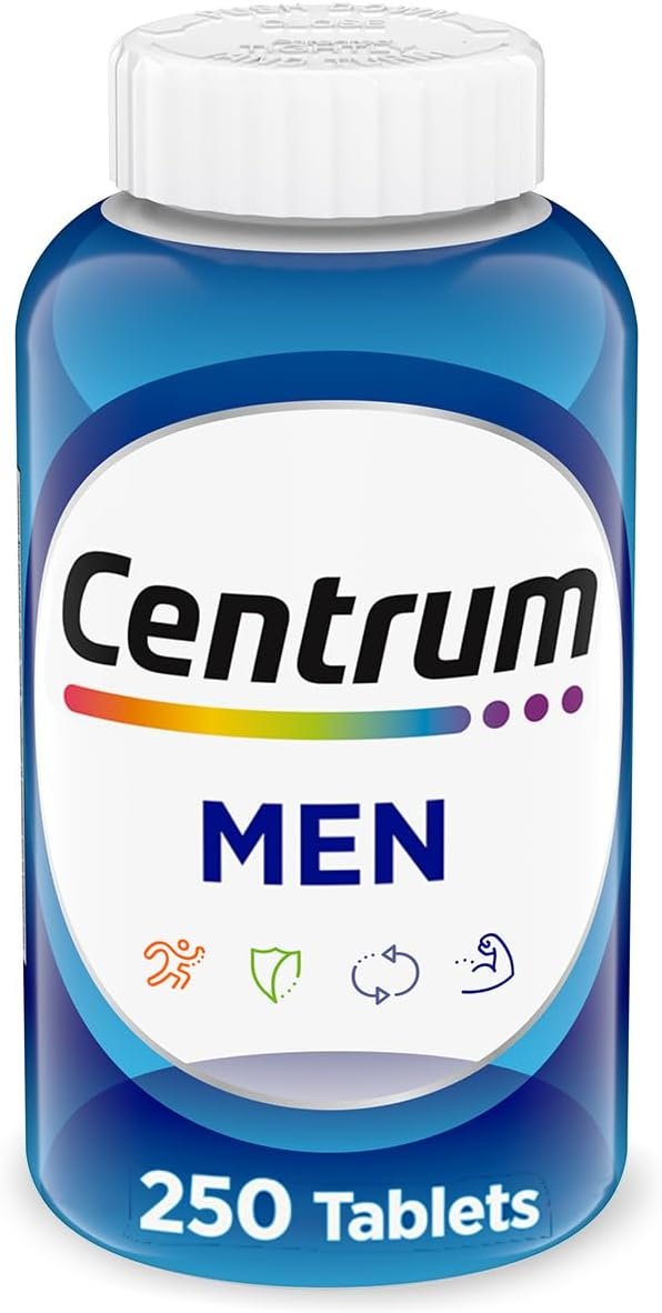 Centrum Multivitamin for Men, Multivitamin/Multimineral Supplement with Vitamin D3, B Vitamins and Antioxidants, Gluten Free, Non-GMO Ingredients – 250 Count