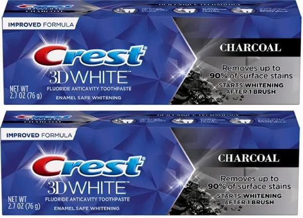 Crest 3D White Charcoal Teeth Whitening Toothpaste, Enamel Safe – 2.7 oz (76g) – Pack of 2