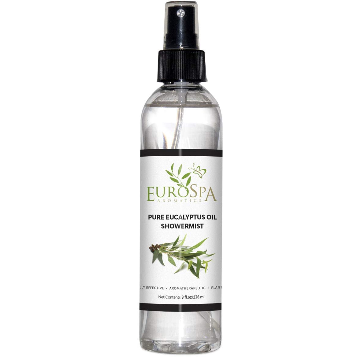 EuroSpa Aromatics Pure Eucalyptus Oil ShowerMist and Steam Room Spray, All-Natural Premium Aromatherapy Essential Oils – Pure Eucalyptus, 8oz