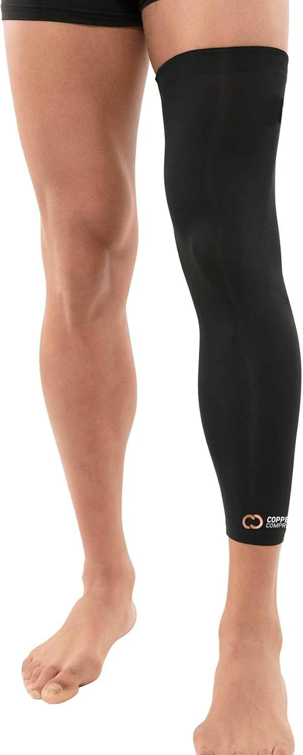 Copper Compression Leg Compression Sleeve – Copper Infused Knee Stabilizer Brace for Running, Meniscus Tear, ACL, MCL, Arthritis, Joint Pain Relief – Thigh & Calf Support for Men & Women