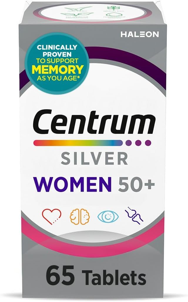 Centrum Silver Women’s Multivitamin for Women 50 Plus, Multivitamin/Multimineral Supplement with Vitamin D3, B Vitamins, Non-GMO Ingredients, Supports memory and cognition in older adults – 65 Ct
