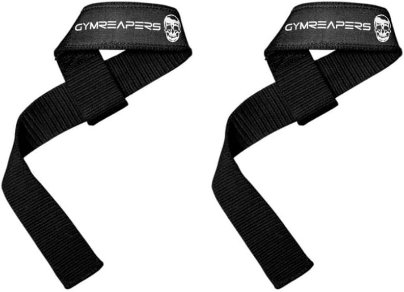 Lifting Wrist Straps For Weightlifting, Bodybuilding, Powerlifting, Strength Training, & Deadlifts – Padded Neoprene with 18″ cotton (Black – No Padding)