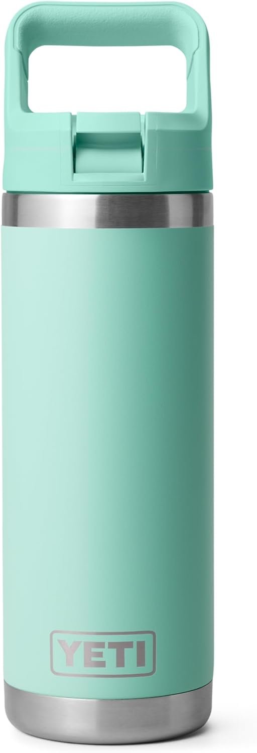 YETI Rambler 18 oz Bottle, Vacuum Insulated, Stainless Steel with Straw Cap, Seafoam