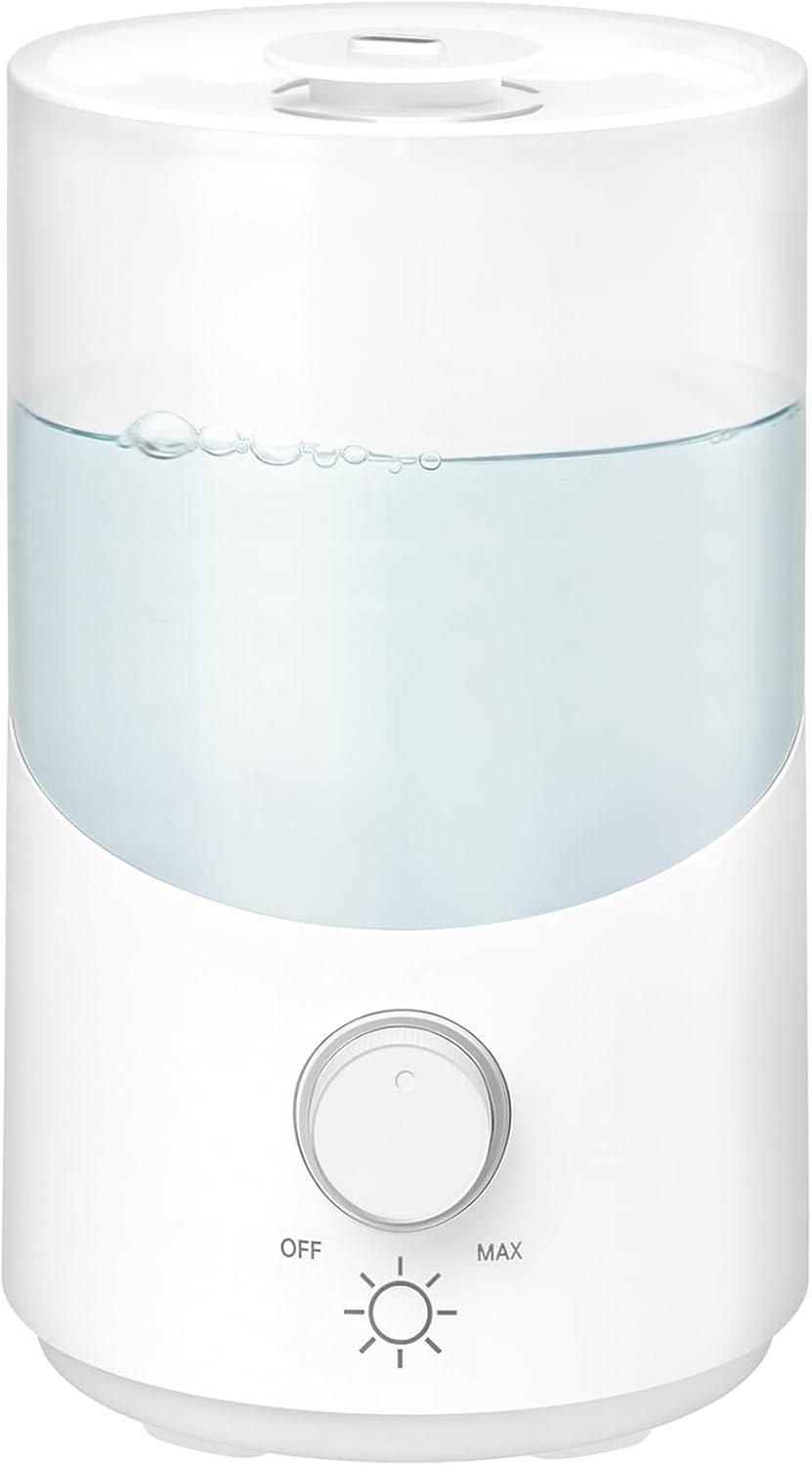Cool Mist Humidifier for Bedroom, 3L Top Fill Ultrasonic Air Humidifier with Adjustable Knob Control, Quiet Operation, Auto Shut-Off, BPA-Free for Home, Baby, Office, Plants 6L