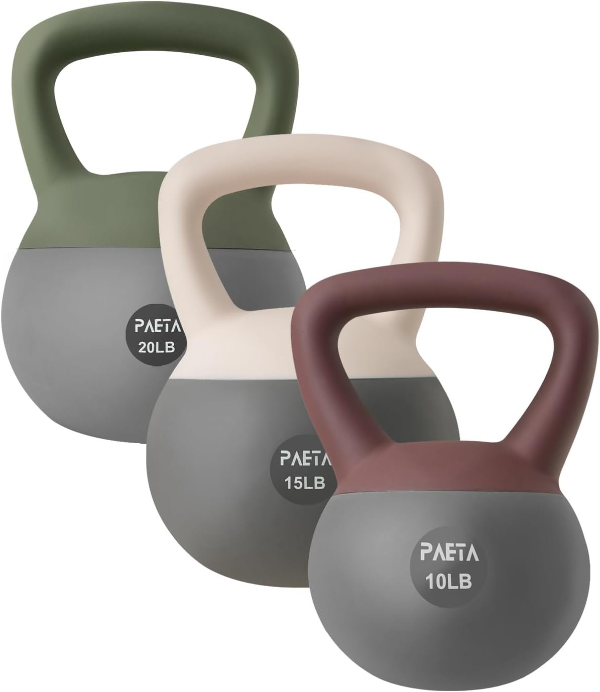 PAETA Soft Kettlebell for Home Fitness – Anti-Slip Grip & Wide Handle Design,Soft Kettlebell Set, Gentle Floor-Friendly Impact – 10lbs, 15lbs, 20lbs, for Home Functional Training