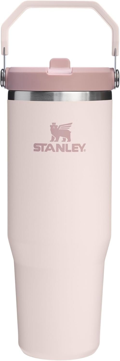 STANLEY IceFlow 2.0 Flip Straw Tumbler with Handle 30 oz | Twist On Lid and Flip Up Straw | Leak Resistant Water Bottle | Insulated Stainless Steel | BPA-Free | Rose Quartz 2.0