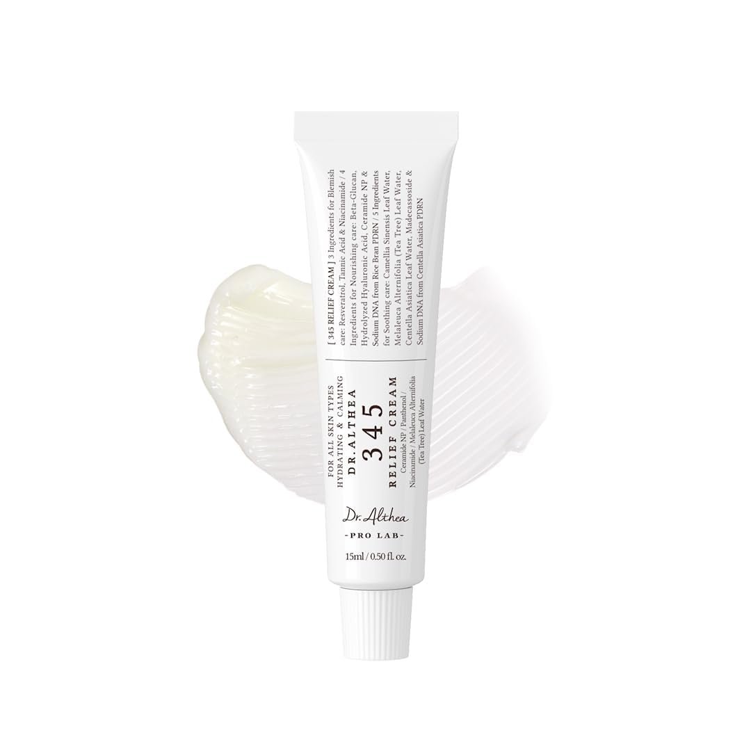 Dr.Althea 345 Relief Cream, Korean Skincare, 0.50 Fl Oz (Ver.2 – Pack of 1) | PDRN, Hyaluronic Acid for Instant Hydration, Blemish, Post-Acne Vegan Face Moisturizer with Centella, Non-comedogenic