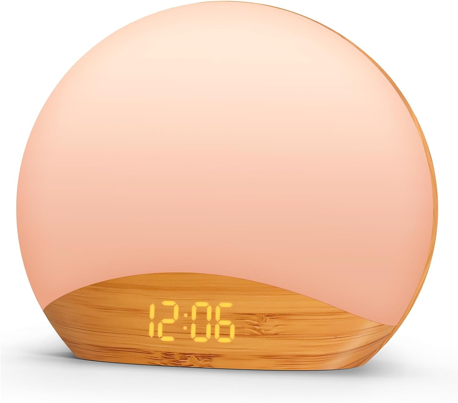 REACHER Wood Grain Sunrise Alarm Clock and Sound Machine Nightlight, Digital Dimmable Clock for Bedroom, 26 Sleep Sounds, White Noise Machine for Baby, Adults, Wake Up Light Alarm Clock for Kids | Digital Dimmable Clock for Bedroom, 26 Sleep Sounds, White Noise Machine for Baby, Adults, Wake Up Light Alarm Clock for Kids