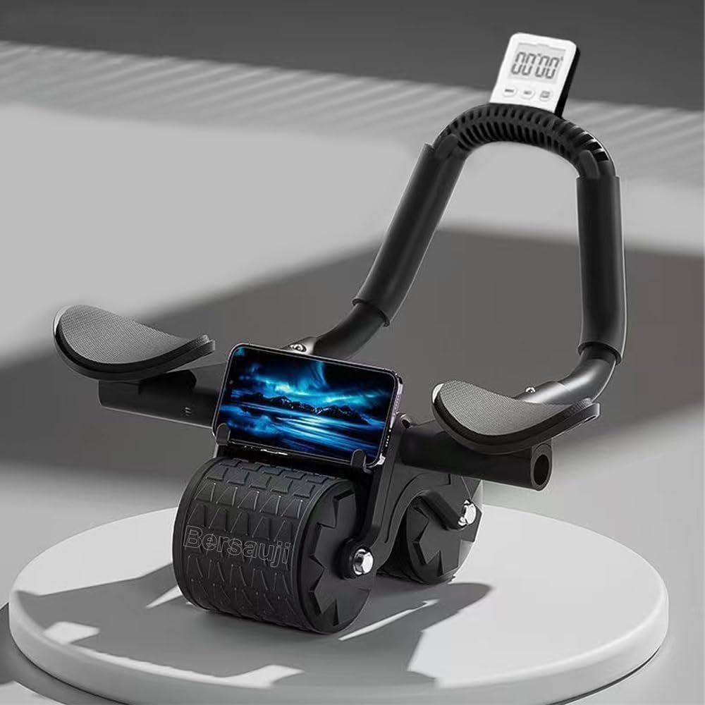 2026 Upgraded Ab Roller Wheel with Knee Mat &Timer – Automatic Rebound Abdominal Wheel with Elbow Support, Abs Workout Equipment for Core Strength Training, Ab Exercise Roller for Women Men