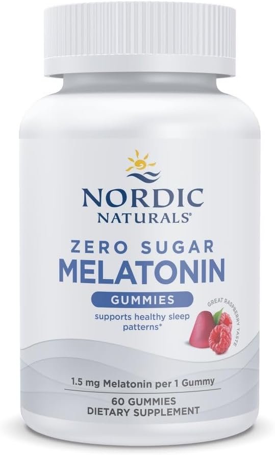 Nordic Naturals Zero Sugar Melatonin Gummies, Raspberry – 60 Gummies – 1.5 mg Melatonin – Great Taste – Restful Sleep, Antioxidant Support – Non-GMO, Vegan – 60 Servings