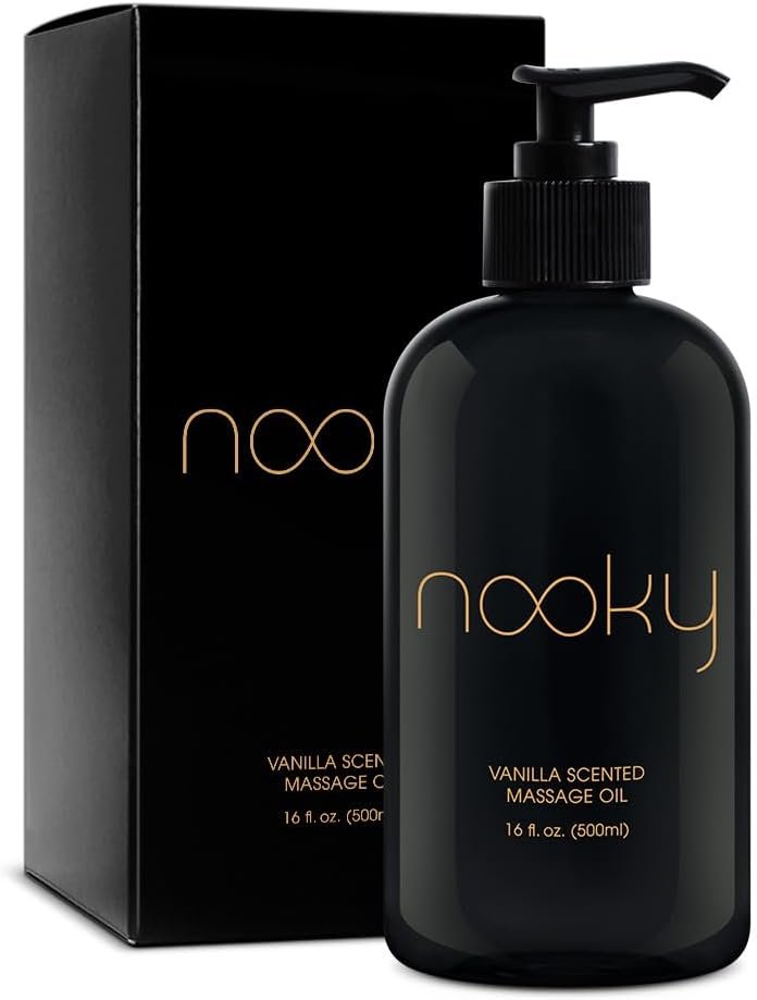 Nooky Vanilla Massage Oil with Fractionated Coconut Oil.16 Ounce | Silky, non-greasy body oil with a beautiful scent that absorbs well, leaving skin soft and smooth for relaxing massages.