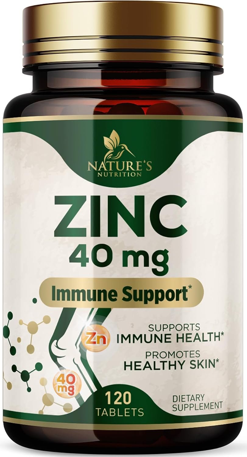 Zinc Supplements – Immune System Support & Antioxidant – High Potency Zinc Tablets for Adults – Best Zinc Supplements for Women & Men – Zinc 40mg Per Tablet – Bottled in the USA – 120 Tablets