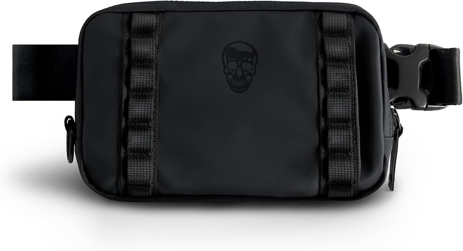 Gymreapers Travel Small Crossbody Bags for Men & Women with Hidden Pocket – Waterproof Crosssbody Fanny Pack for Men with Adjustable Shoulder Sling Belt for Traveling, Running & Hiking (Onyx)