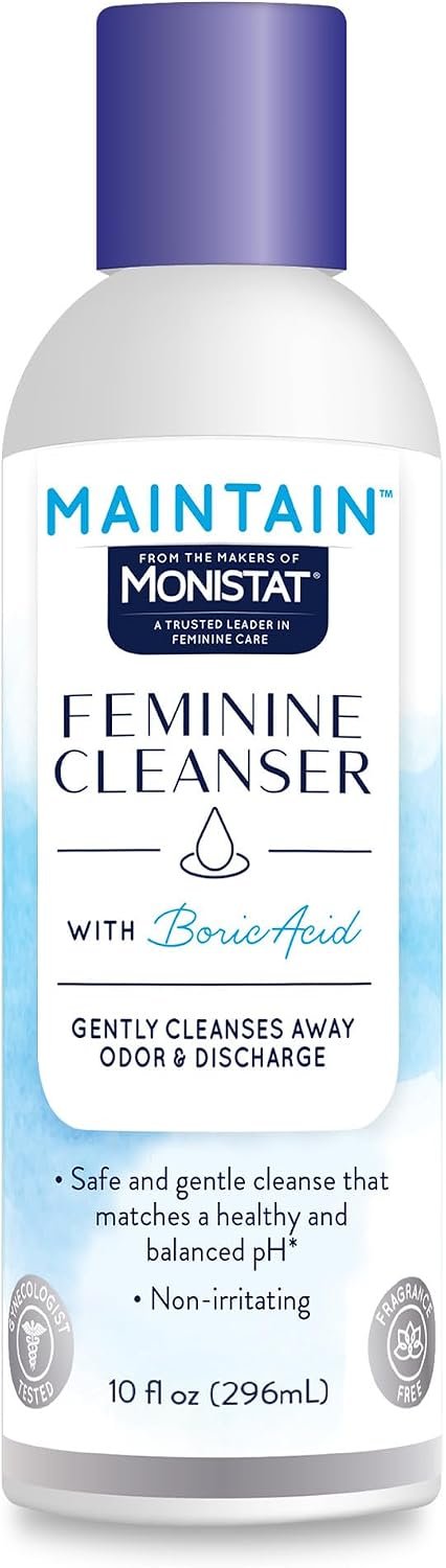 Monistat Boric Acid Feminine Wash, Fragrance-Free Intimate Wash for Women with Gentle pH-Balanced Formula, 10 Fl Oz