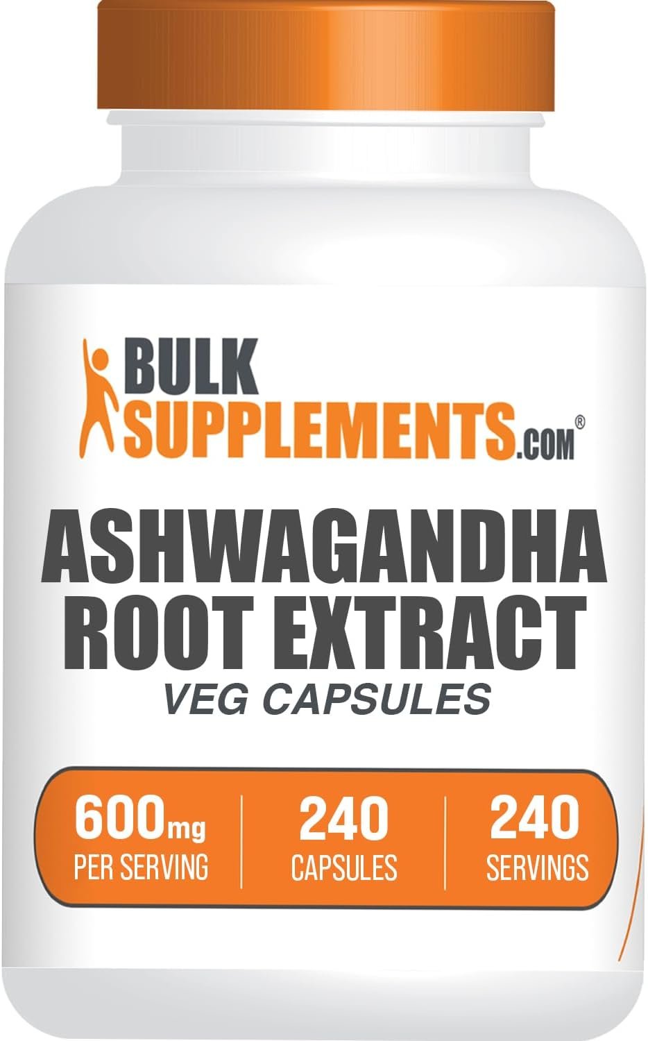 BulkSupplements.com Ashwagandha Extract Capsules – Ashwagandha Extract, Herbal Supplement – Vegan & Gluten Free, 1 Capsule per Serving, 240 Count (Pack of 1)