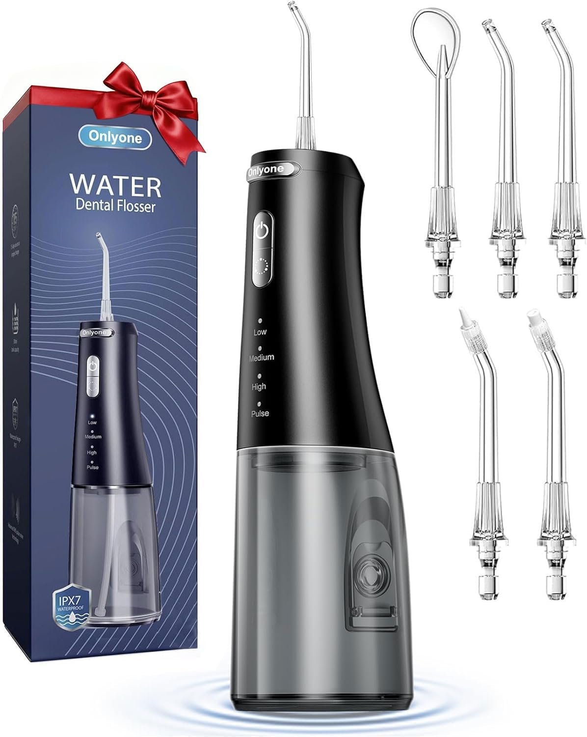Onlyone Water Flosser with Adjustable Water Pressure for Daily Oral Care | Rechargeable Portable Oral Irrigator for Orthodontic & Sensitive Gums, Cordless for Home and Travel Use,300ML Larger Tank
