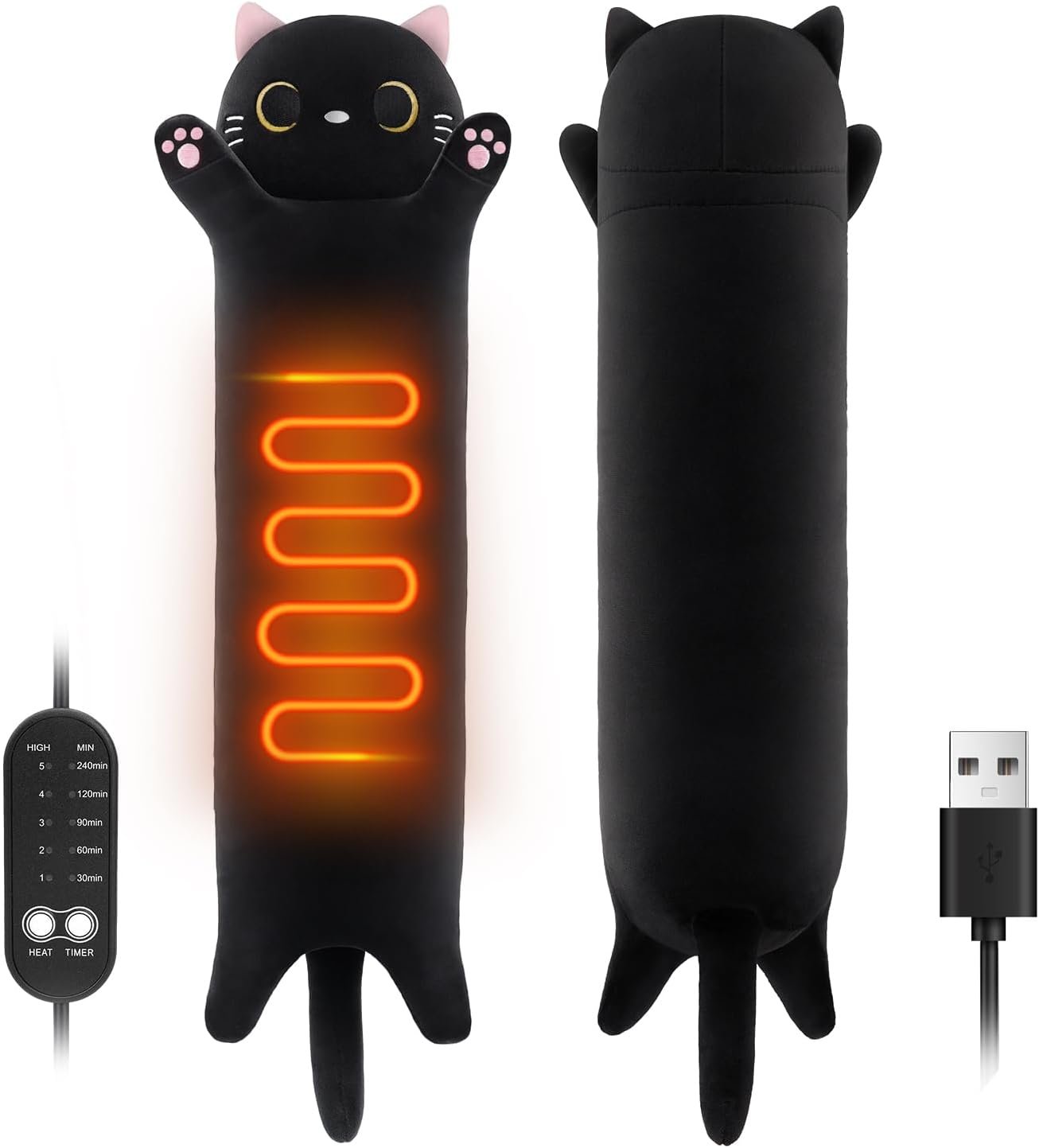 Cat Heating Pad for Period Cramps, USB Power Heated Plush Stuffed Animals | Menstrual Pain Relief Portable Electric Heat Pad, Teen Girl Gifts Trendy Stuff, Funny Gift for Women Teenage Girls Cat Lovers