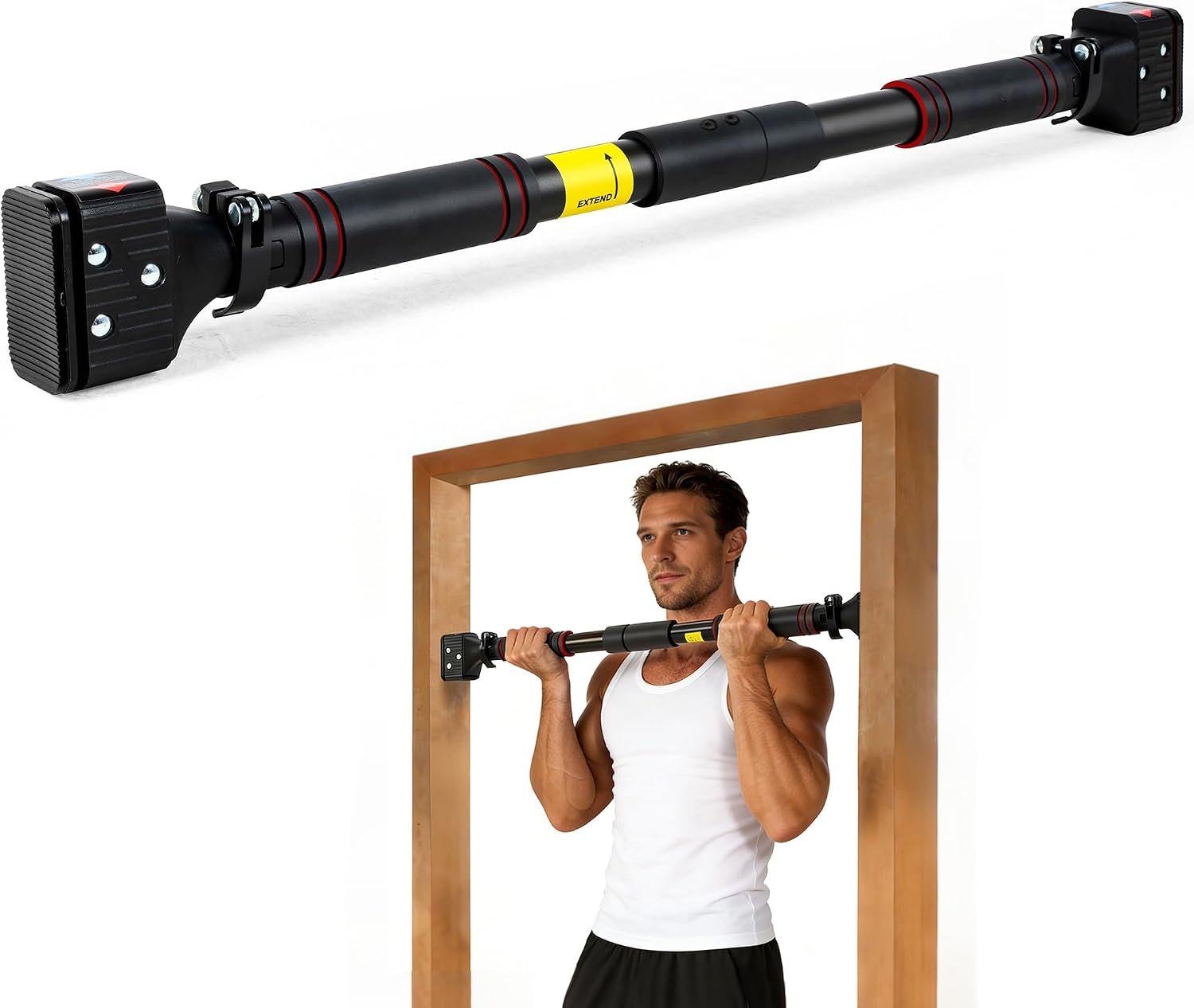 leikefitness Pull-Up Bar For Door Frame Chin Up Bar Upper Body Workout 28.3″- 37.8″ Adjustable Portable Training Pull-Up Bars without Screw – Adjustable Width Locking Mechanism