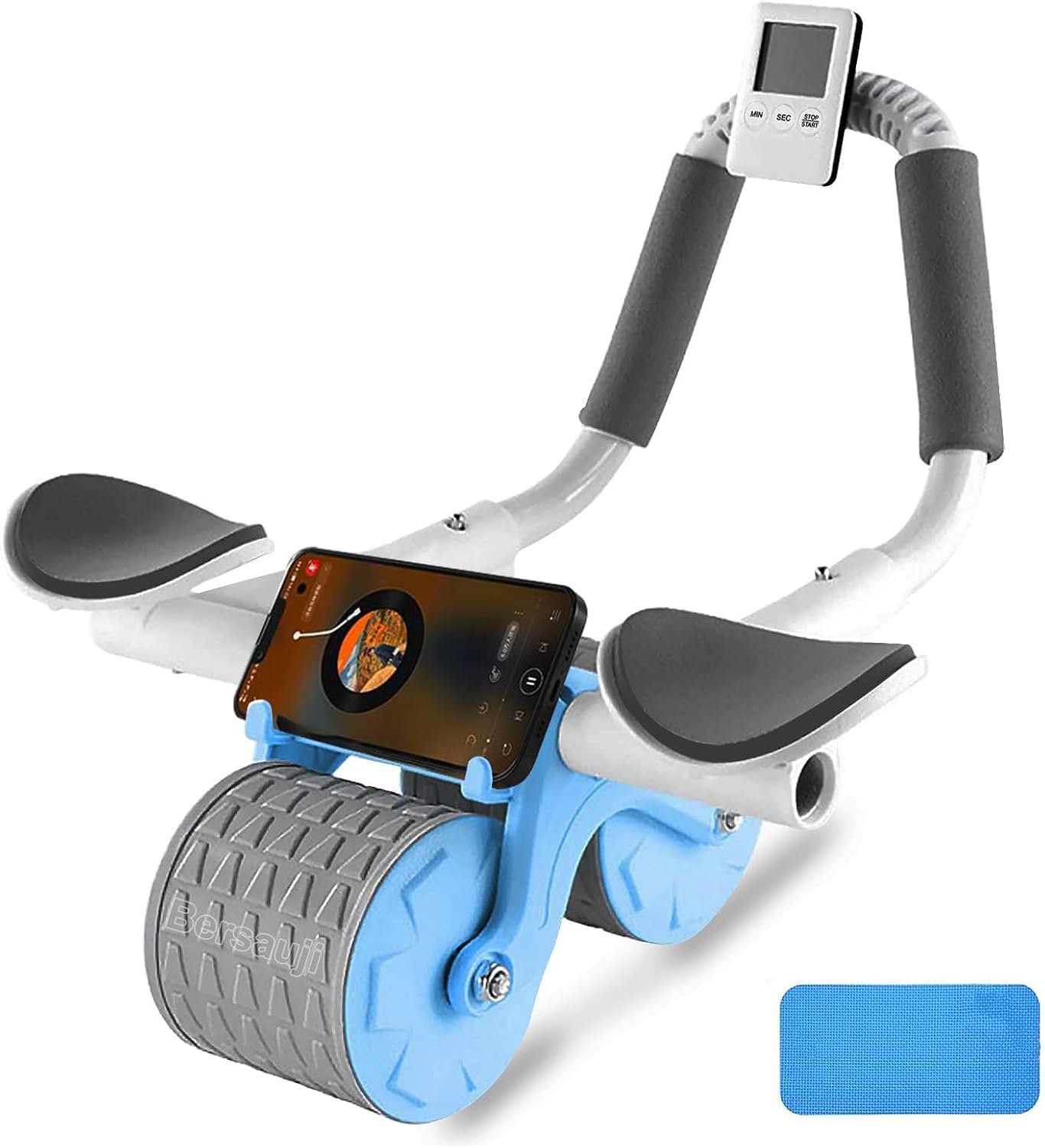 2026 Upgraded Ab Roller Wheel with Knee Mat &Timer – Automatic Rebound Abdominal Wheel with Elbow Support, Abs Workout Equipment for Core Strength Training, Ab Exercise Roller for Women Men