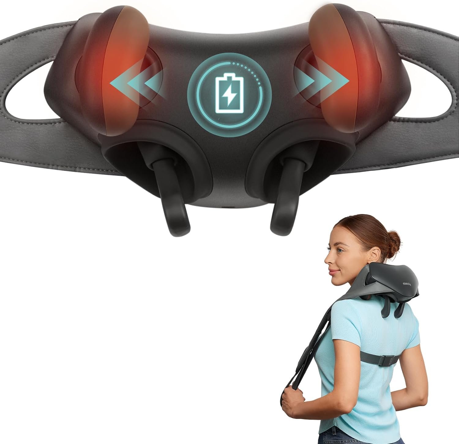 Etekcity FSA Cordless Neck Massager for Pain Relief Deep Tissue, Cadeo | HSA eligible, shiatsu neck and shoulder massager with heat, lymphatic drainage massage, ideal gift for mom and dad