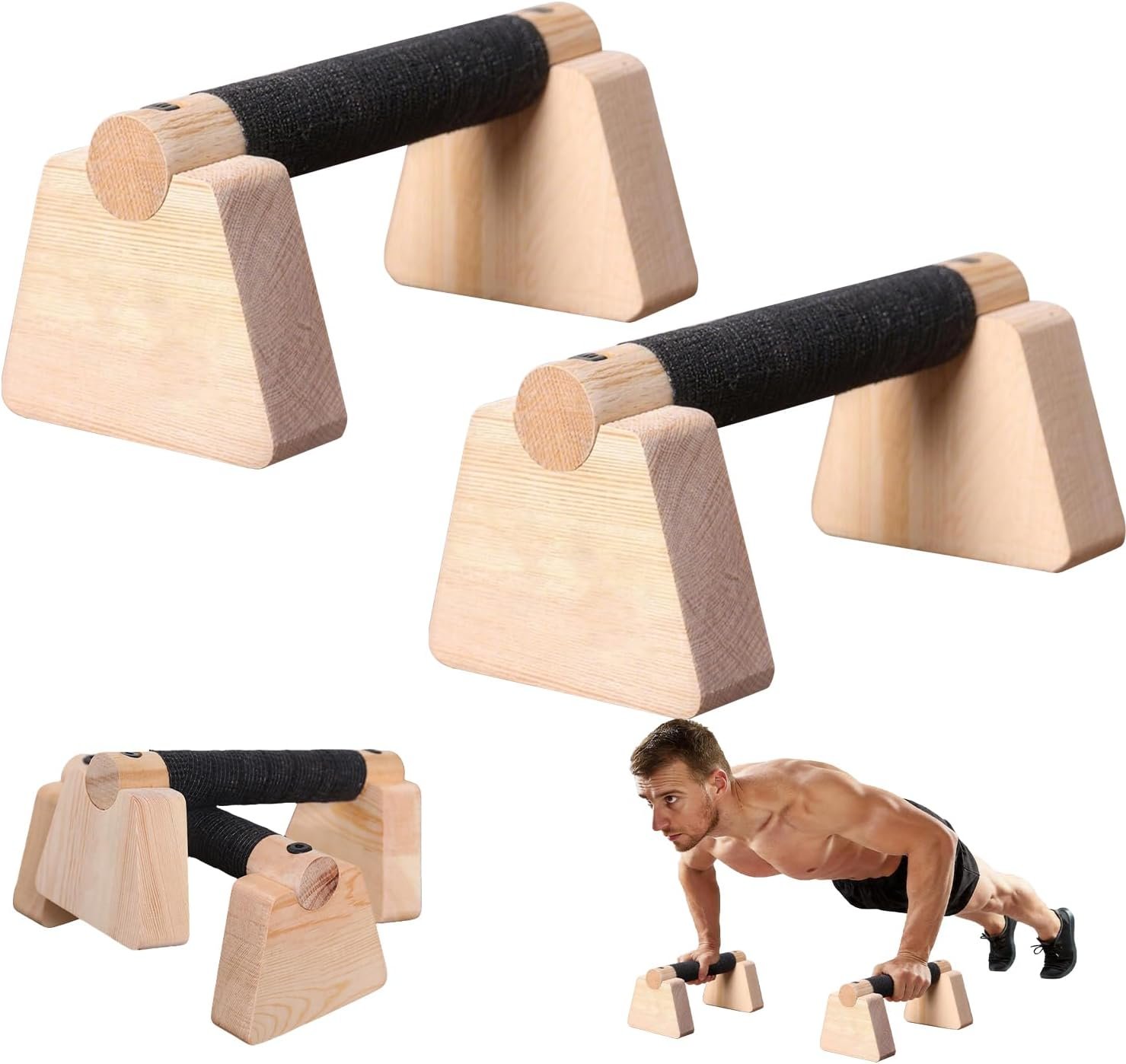 Wooden Parallettes Bars & Push Up Bars – Premium Handstand Training Push Up Handles, Non-Slip Calisthenics Equipment for Men & Women, Perfect Home Gym Fitness Tool for Strength & Balance