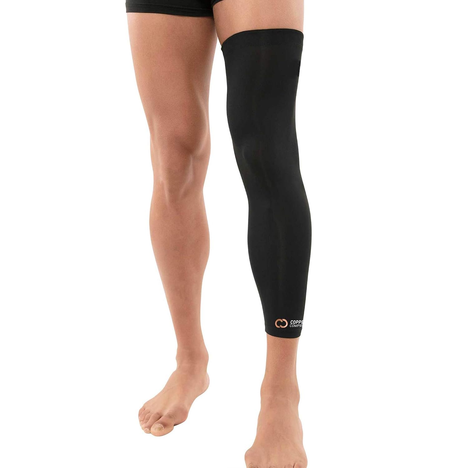 Copper Compression Leg Compression Sleeve – Copper Infused Knee Stabilizer Brace for Running, Meniscus Tear, ACL, MCL, Arthritis, Joint Pain Relief – Thigh & Calf Support for Men & Women – Black – M