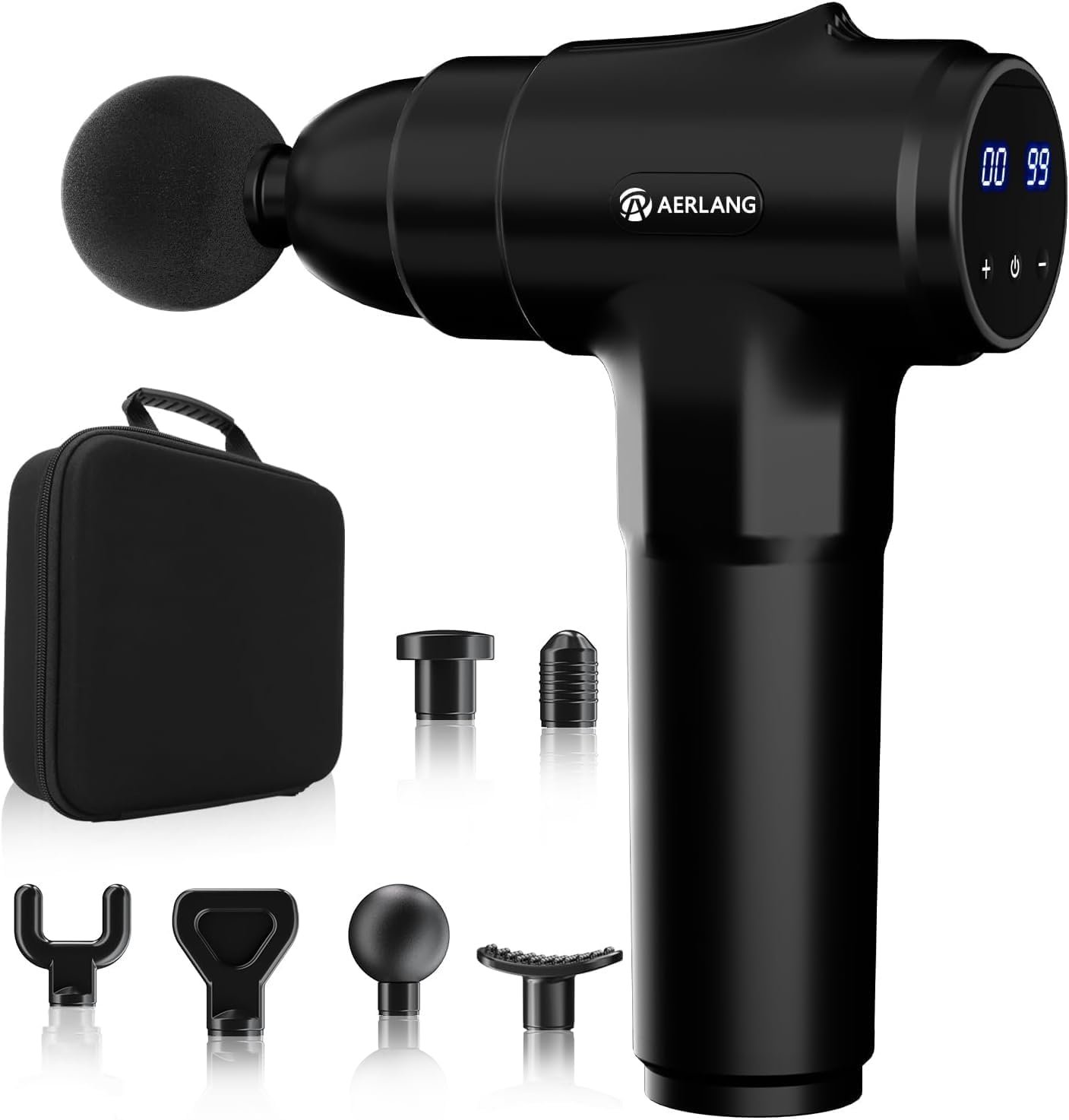 AERLANG Muscle Massage Gun, Back Massager Deep Tissue Gun for Athletes to Relief Pain and Relax with 20 Adjustable High Intensity Speeds 6 Heads, Body Carrying Case