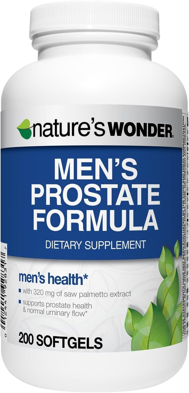 Nature’s Wonder Men’s Prostate Formula with Saw Palmetto, 200 Softgels | With Beta-Sitosterol, Lycopene & Zinc, Supports Normal Urinary Flow & Prostate Health for Men, Gluten-Free, 100 Day Supply