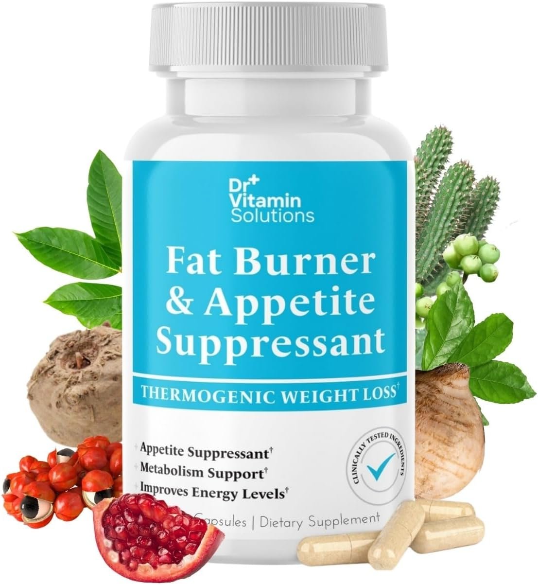 Fat Burner for Women and Men – Appetite Suppressant for Weight Loss Pills | Thermogenic Metabolism Booster, Green Tea, Caffeine, Chromium, 30 Vegan Capsules (1 Month Supply), Non-GMO, Made in USA