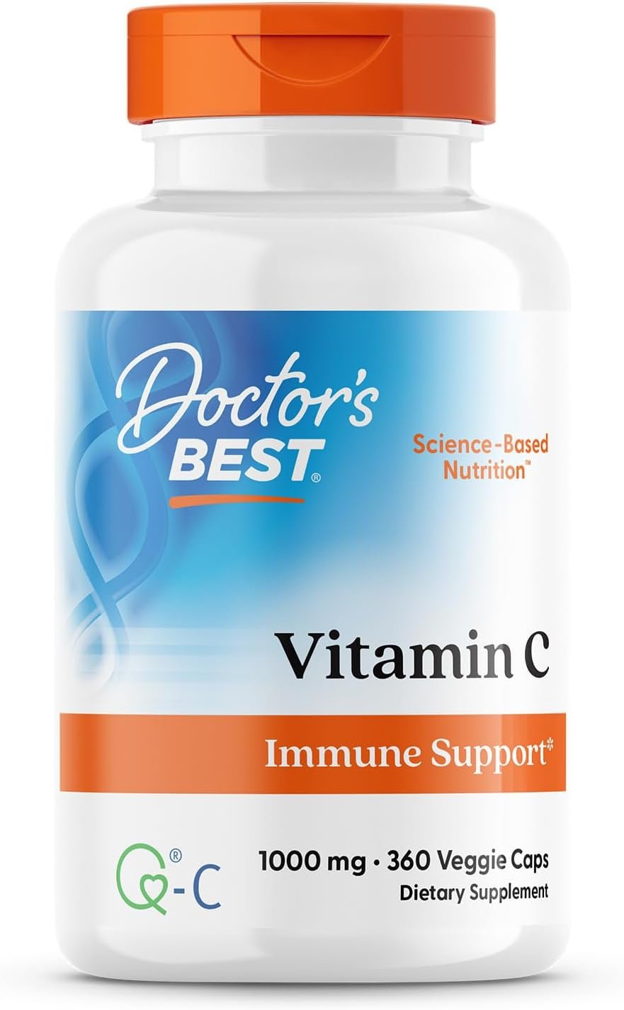 Doctor’s Best Vitamin C 1000mg Supplement for Men & Women – Vegan Vitamin C Capsules as Q-C Ascorbic Acid, Immune Health Support for Adults, Non GMO, Gluten Free, Soy Free – 360 Veg Caps