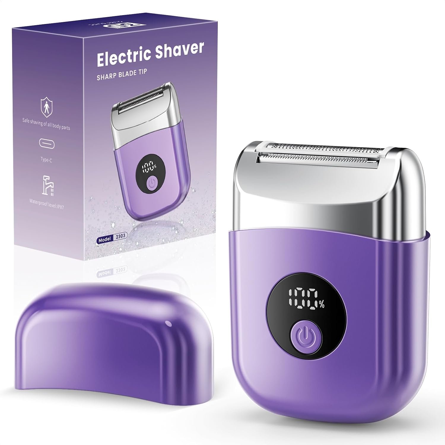 Cordless Electric Razors for Women, Travel Electric Shaver with LED Display, IPX7 Waterproof Wet Dry, Rechargeable Body Trimmer Shaver for Pubic, Face,Bikini,arms, Legs