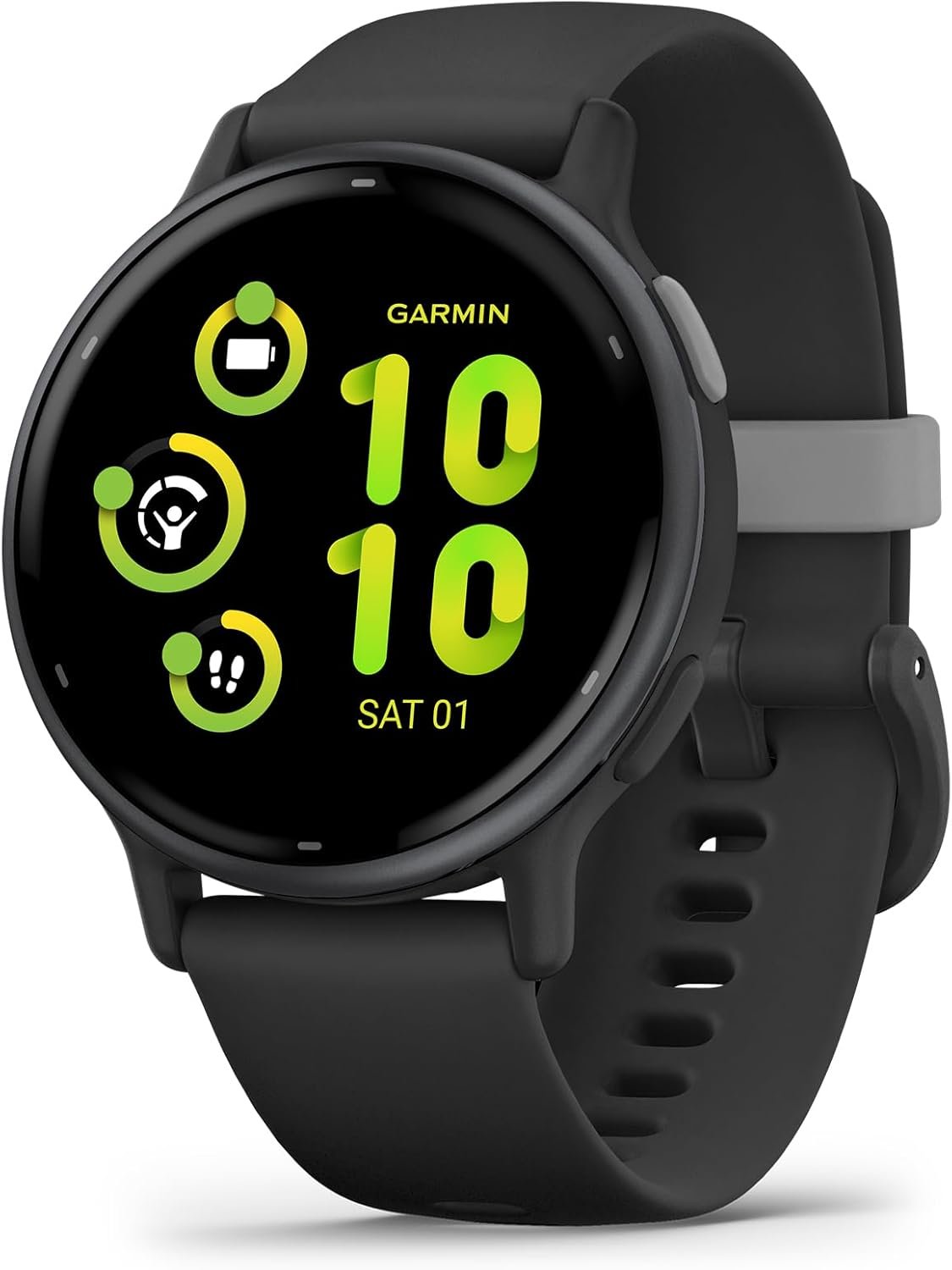 Garmin Vívoactive 5, Health and Fitness GPS Smartwatch, AMOLED Display, Up to 11 Days of Battery, Slate Aluminum Bezel with Black Case and Silicone Band | Up to 11 Days Battery, 5 Atm, Corning Gorilla Glass 3