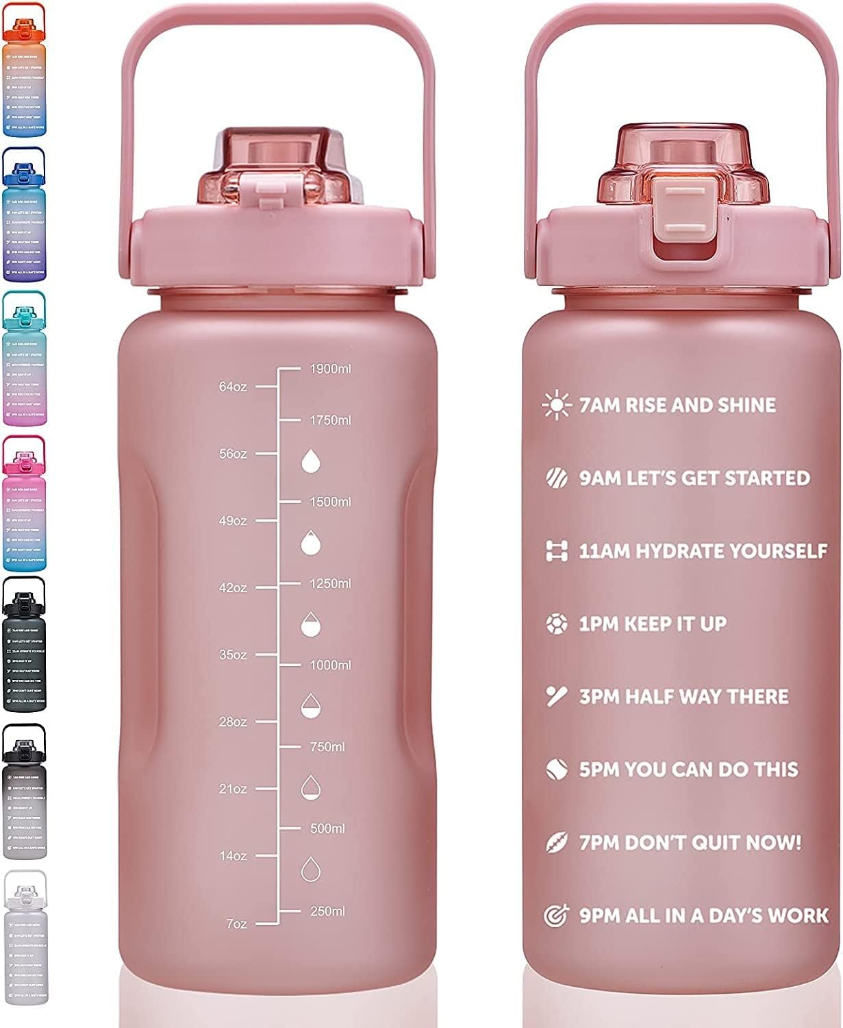 ST-YIBEN 64oz,100oz,128oz Large Motivational Water Bottle with Time Marker, Leakproof & BPA Free Half Gallon Big Water Bottle with Straw Handle Tritan Frosted Water Jug for Gym,Fitness,Outdoor Sports