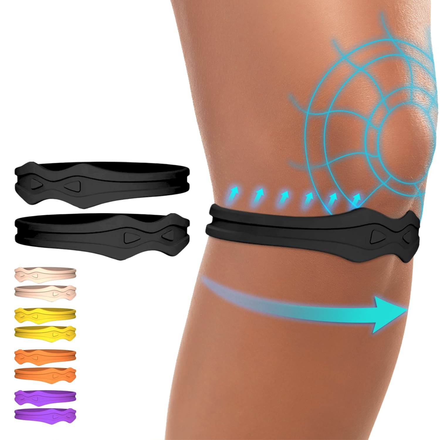 Fit Geno Knee Strap Patella Support: Knee Band for Patellar Tendon Pain Relief – Knee Brace for Tendonitis Jumpers Running Sports Basketball Men Women 2 Packs (Black)