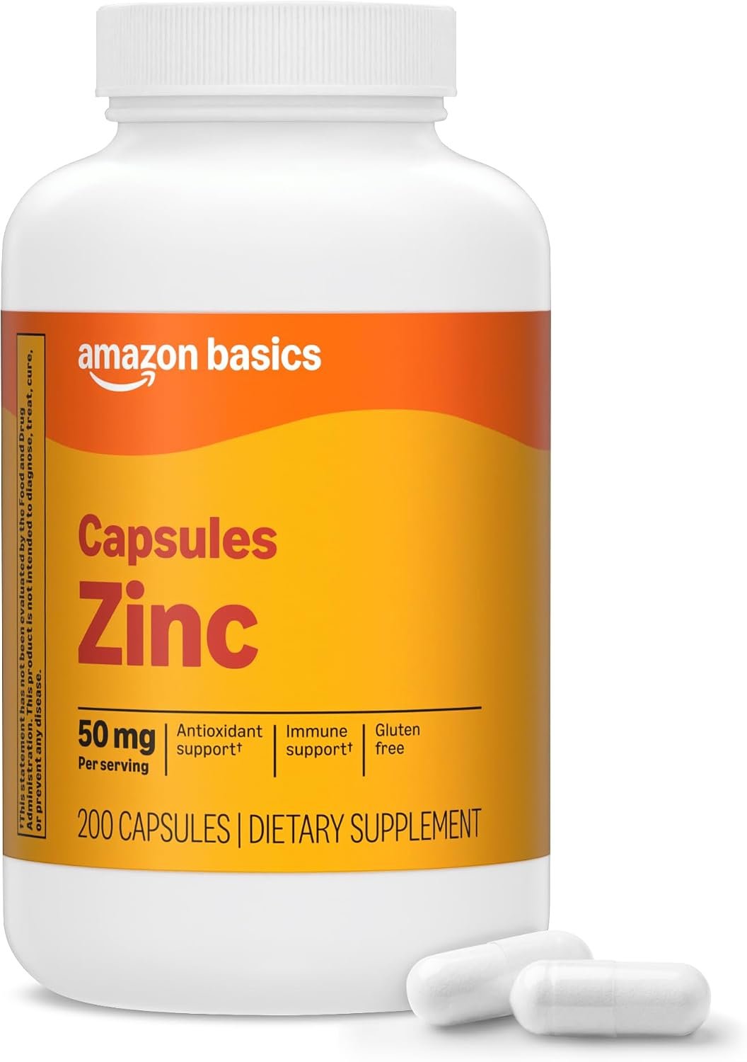 Amazon Basics Zinc Capsules, 50 mg, 200 Count