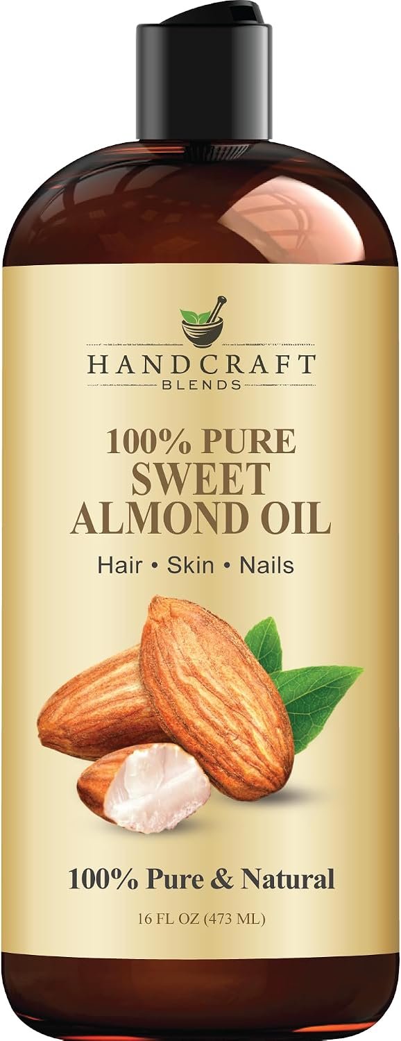 Handcraft Blends Sweet Almond Oil | 100% Pure and Natural | Bath & Body Oil | Premium Grade Carrier Oil | Skin | Hair | Body | Massage | Hexane-Free | 16 Fl Oz
