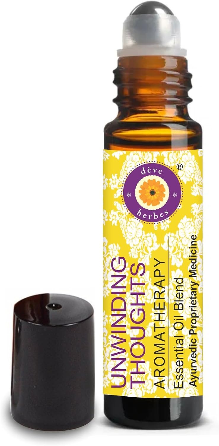 déve herbes UNWINDING Thoughts – Aromatherapy Essential Oil Blend of Bergamot, Melissa, Neroli, Rose, Sandalwood, Vetiver & Cedarwood Essential Oils 10ml (Roll-On)