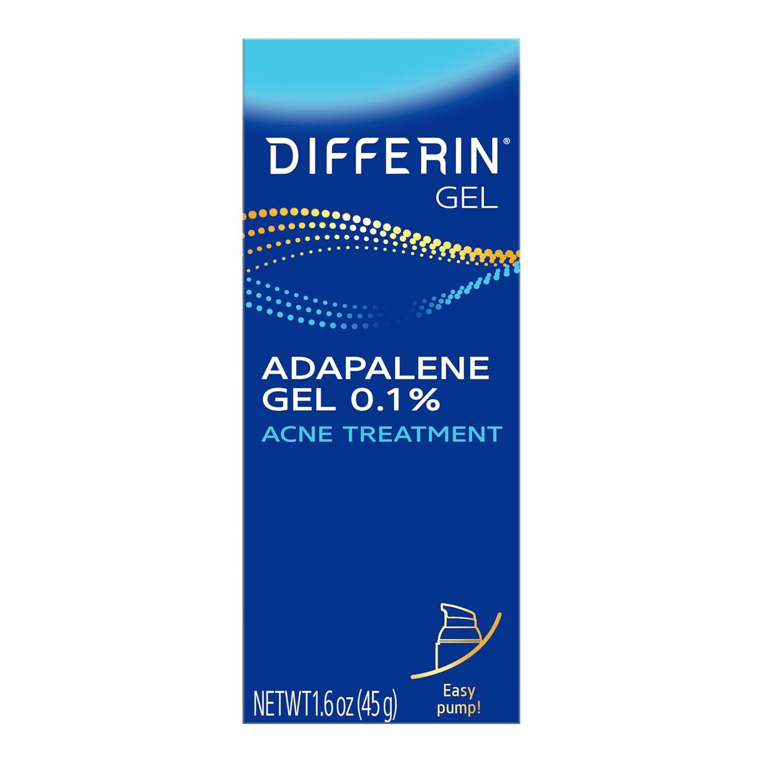 Differin Acne Retinoid Treatment Gel, 0.1% Adapalene, 45g Pump | 90-Day Supply Pump, Over-The-Counter Retinoid, Clears Breakouts, Gentle For Sensitive Skin, Dermatologist Recommended