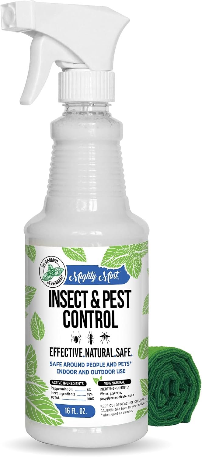 Mighty Mint Peppermint Oil Insect Repellent Spray – Indoor & Outdoor Bug Control for Spiders, Ants, Roaches, and More – Plant-Based, Extra-Strong Formula – 16 oz