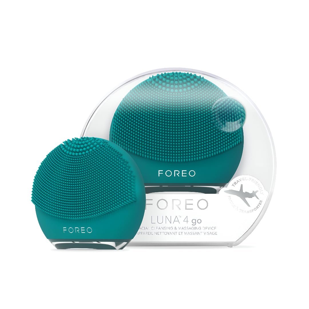 FOREO Luna 4 go Face Cleansing Brush & Firming Massager – Premium Face Care – Enhances Absorption – Simple Skin Care Tools – for All Skin Types- Evergreen