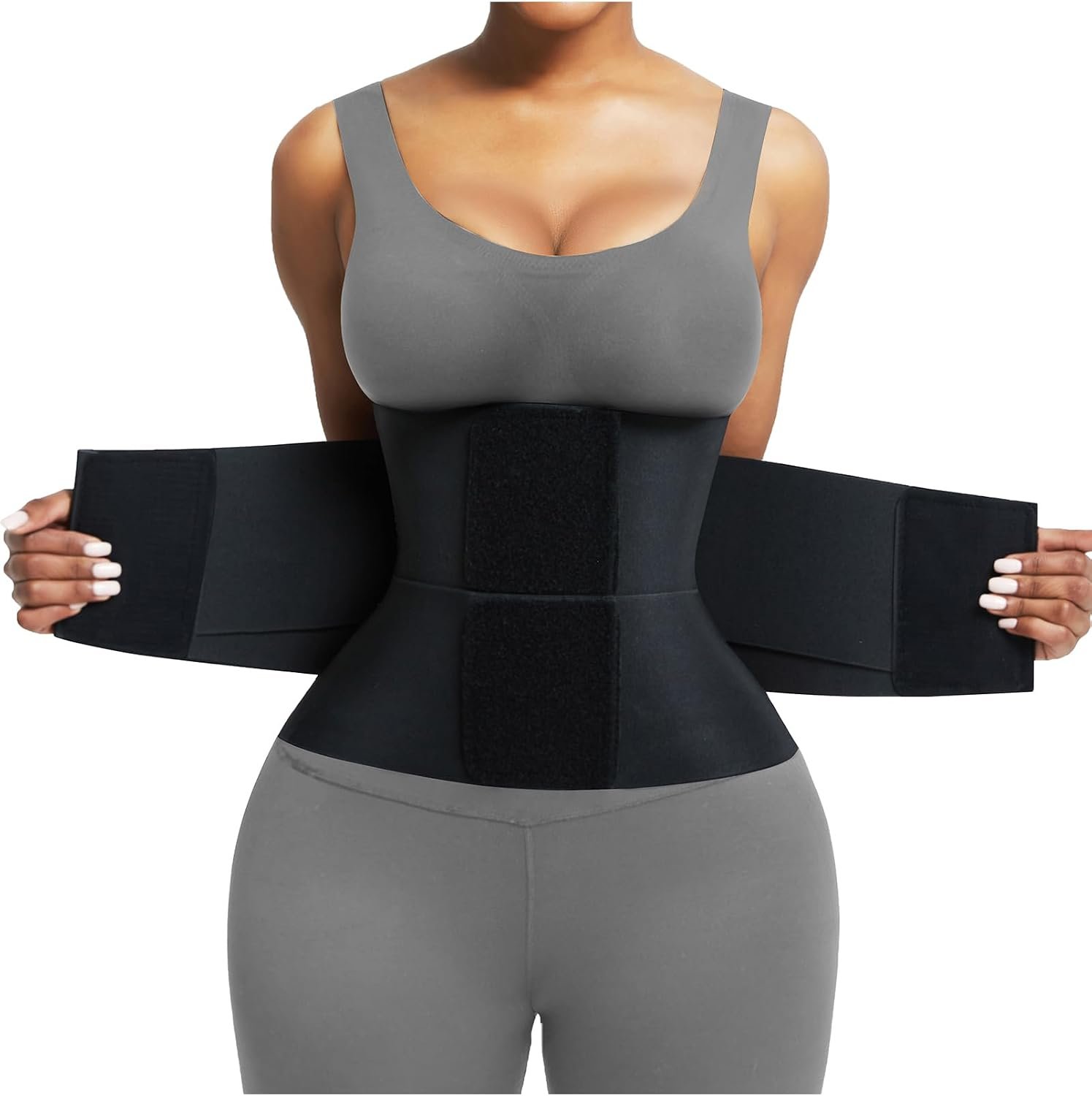 FeelinGirl Waist Trainer Belt Cincher Trimmer Tummy Control Body Shaper | Perspiring Fabric, Triple Wrap, Hook-loop Closure, Hourglass Shaping, Postpartum Gym Workout, XS-3XL