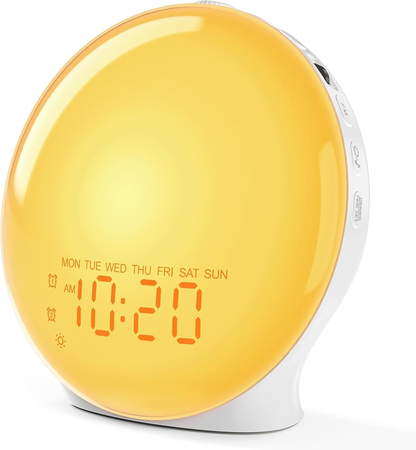 JALL Full-Screen Wake Up Light Sunrise Alarm Clocks for Bedrooms, White Noise Machine for Heavy Sleepers, 25 Natural Sounds, Dual Alarms, FM Radio, 17 Dimmable Colors, Bluetooth Speaker