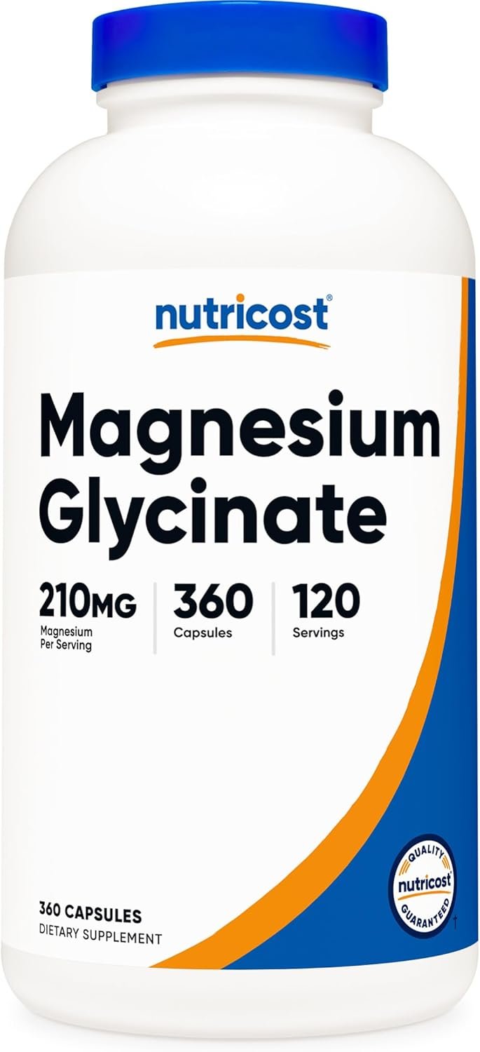 Nutricost Magnesium Glycinate Capsules (210mg) 360 Capsules | Magnesium Glycinate Supplement for Gentle Absorption
