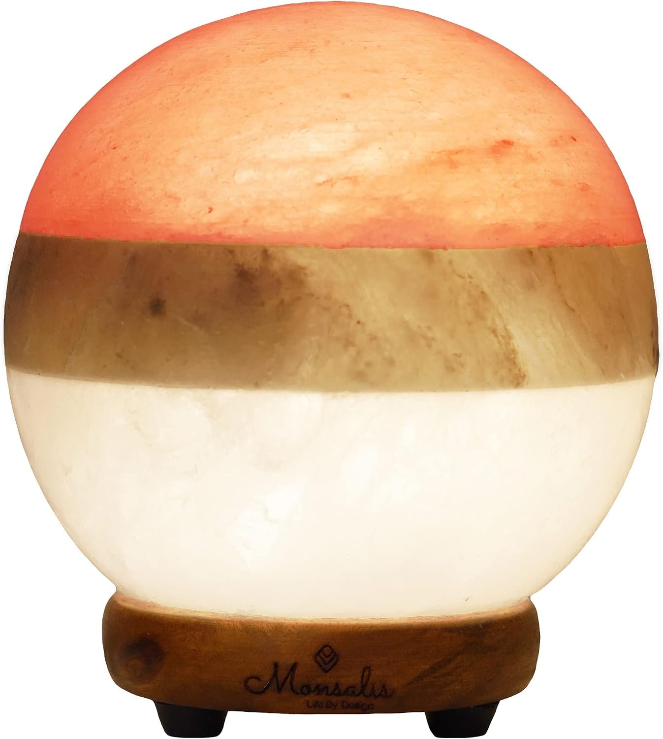 Dual Illumination Salt Rock lamp – Modern Globe Pink White and Grey Design of Salt Lamps with dimmer, Adjustable Glow. 100% Real Himalayan Crystal Round Salt Night Light