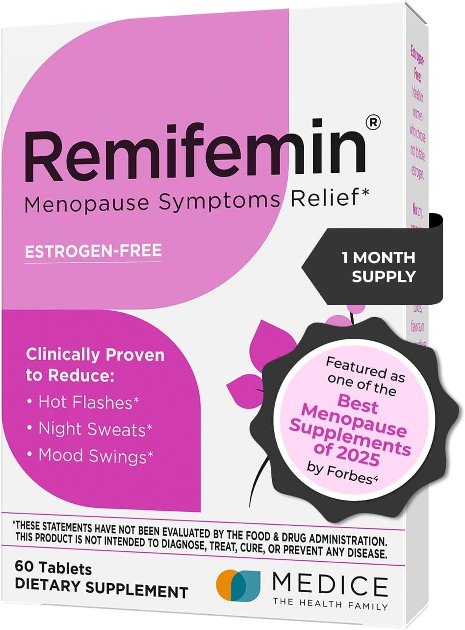 Remifemin Menopause Symptoms Relief – Clinically Proven Ingredients – Menopause Supplements – Black Cohosh – Estrogen-Free – Made in Germany – 60 Tablets