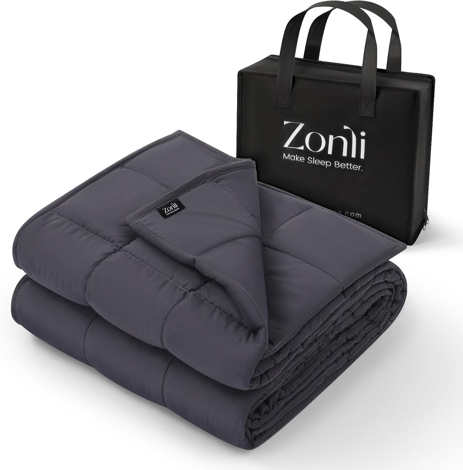 ZonLi Weighted Blanket for Adults (60″x80″, 20lbs, Dark Grey) | Queen Size High Breathability Cooling Heavy Blanket, Soft Material with Premium Glass Beads, All-Season, Easy Care