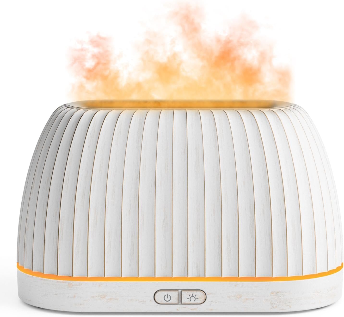 SOULORIGIN Essential Oil Diffuser, Flame Effect Aromatherapy Diffuser with 7-Color LED Lights & Auto Shut-Off, Ultrasonic Diffusers for Home, 120ml Samll Scent Diffuser for Essential Oils – White