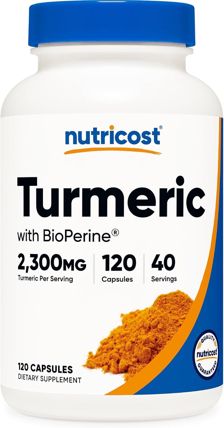 Nutricost Turmeric Curcumin with BioPerine, 2300mg, 120 Capsules, GMO-Free | 95% Curcuminoids, Veggie Capsules, 767mg Per Cap, Gluten Free