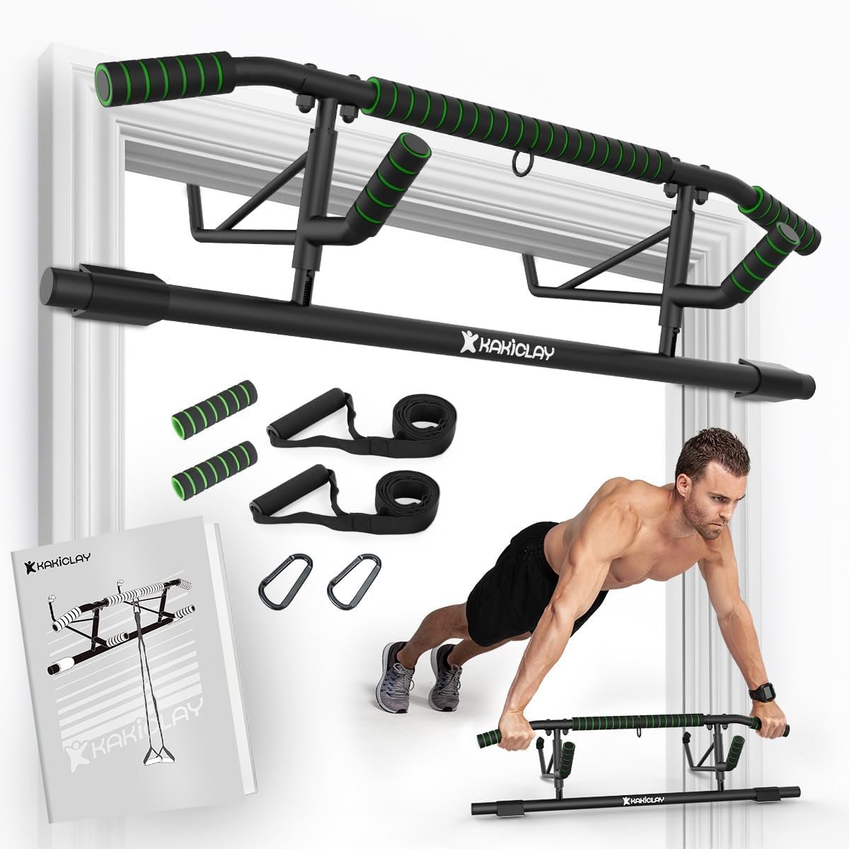 KAKICLAY New Upgrade Pull Up Bar for Doorway – Foldable Design & Space-Saving, Upto 440 Lbs Capacity, No Screwing or Slipping – USA Original Patent, Designed, Shipped, Warranty